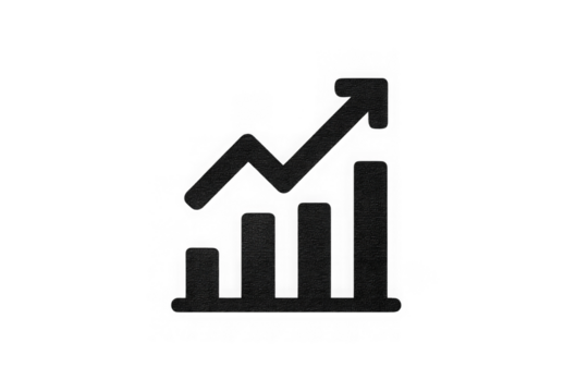 png Rising bar graph icon simple flat vector design element isolated on white background for business and finance presentations