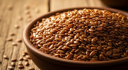 Obraz premium Healthy Flax Seeds Nestled In a Rustic Bowl for Cooking and Dietary Purposes