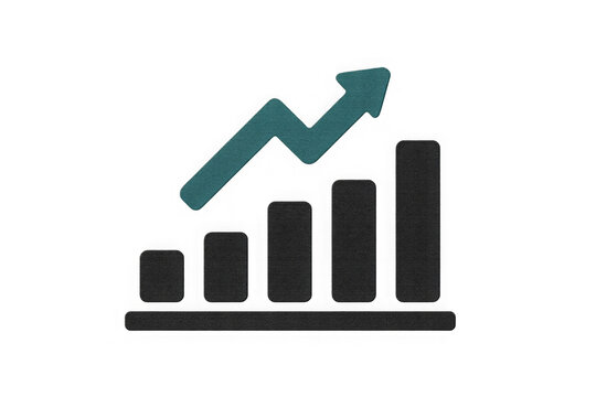png Growing bar graph icon with arrow flat vector illustration for business and finance presentations isolated on white background - Powered by Adobe