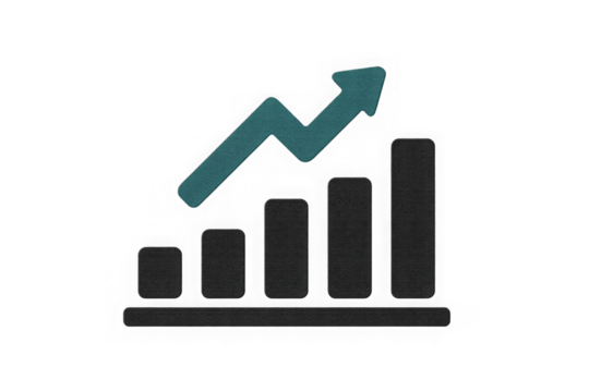 png Growing bar graph icon with arrow flat vector illustration for business and finance presentations isolated on white background