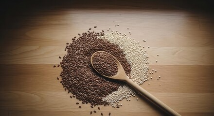 Healthy Food Items Arranged On Wooden Surface, Displaying Natural Ingredients