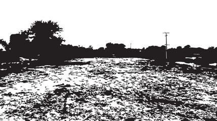 Black and White Countryside Field Silhouette