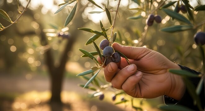 Harvesting Olive Branch: Capturing The Beauty Of Nature, And Its Edible Fruits - Powered by Adobe