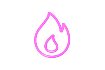 A neon pink outline of a flame with a teardrop shape inside on a black background image design created with generated ai