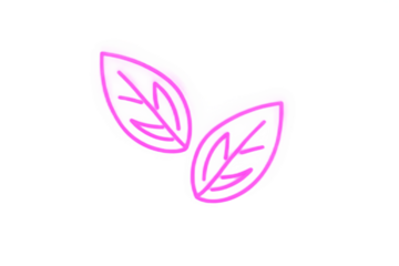 Two pink neon leaf outlines against a black background creating a simple and modern design element created with generated ai