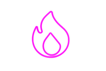 A pink neon outline of a flame with a teardrop shape inside on a black background in a simple design created with generated ai
