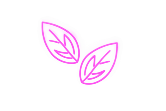 Two pink neon leaf outlines against a black background creating a simple and modern design element created with generated ai