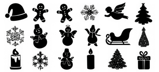 christmas icons silhouette set vector illustration
