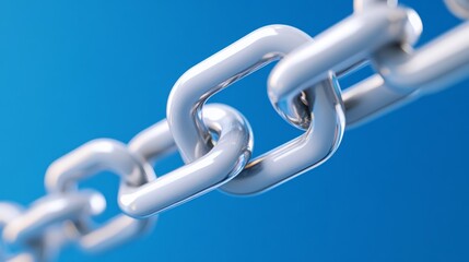 A simple clean lines icon of a chain link with a central padlock symbolizing secure connectivity and encrypted communications