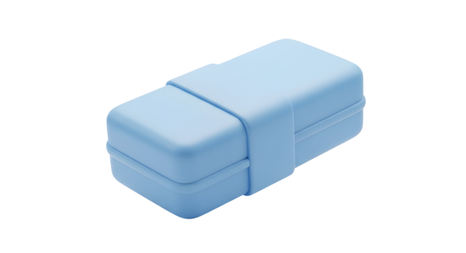 Small light blue rectangular storage container isolated on transparent background