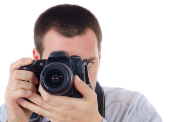 Fototapeta premium Man photographing with DSLR camera