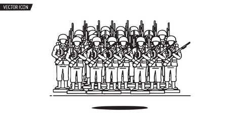 Toy soldiers in formation icon vector