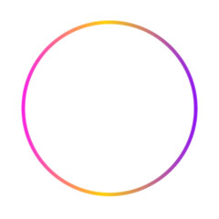 Neon laser circle, glowing ring with light. Gradient color ray circular with light effect. Techno futuristic impulse circle isolated on transparent background. Vector illustration, PNG file