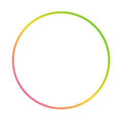 Neon circle frame gradient color isolated on transparent background. Glowing neon border with empty copy space Glow banner, mockup, template. design elements, PNG file