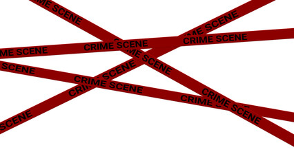 Red Caution Tape with Bold Black "Crime Scene" Text, Warning Safety Barrier Ribbon - Isolated on Transparent Background