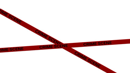Red Caution Tape with Bold Black "Crime Scene" Text, Warning Safety Barrier Ribbon - Isolated on Transparent Background
