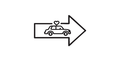 Wedding transportation arrow icon vector
