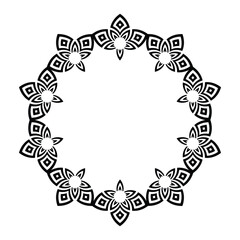 Ornamental floral frame design in black. Vector illustration.