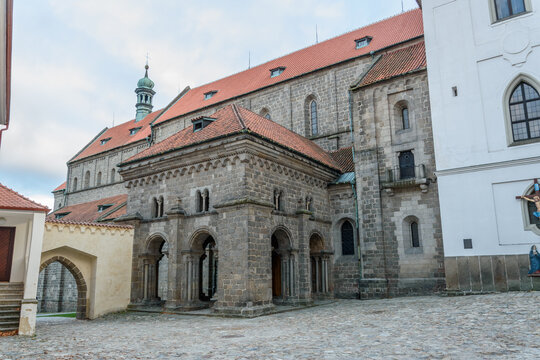 Třeb&iacute;č Castle and Basilica of St. Procopius in Historic Courtyard, Czech Republic