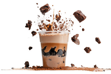 Indulgent chocolate brownie milkshake close-up dessert paradise dynamic interior beverage photography luxurious setting flavor explosion for sweet tooth enthusiasts