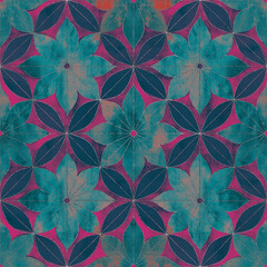 Seamless floral geometrical watercolor pattern