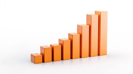 Orange bar graph illustrating business growth and financial success on white