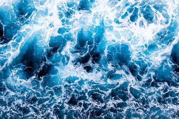 Sea surface texture. Top view of beautiful water with foam. Can be used in covers, packaging, posters, textures, banners, art and design projects. Stunning vector illustration.