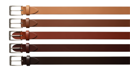 Stylish leather belt collection for men's fashion, showcasing different shades of brown for versatile wardrobe options
