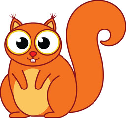 Cute cartoon squirrel, big eyes character, funny animal illustration, children’s book mascot, playful forest wildlife, adorable vector design, whimsical art