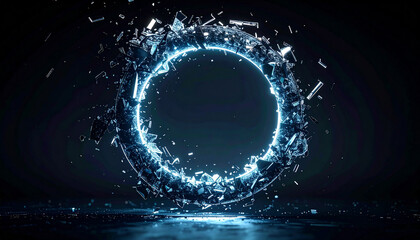 Quantum Ring: A mesmerizing digital artwork of an glowing ring of particles, its luminous essence radiating against a dark background.