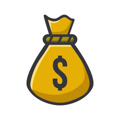 Golden money bag icon representing wealth and financial success