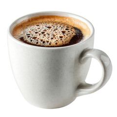 A modern ceramic cup with espresso, isolated, white background, ultra-detailed