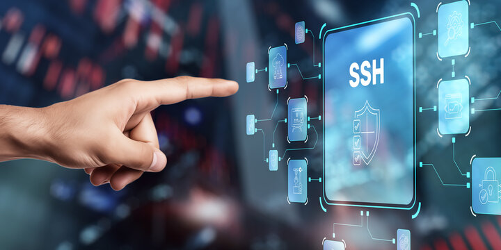 SSH (Secure Shell) encrypts remote server access for secure command execution