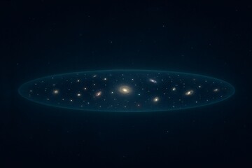 Conceptual Visualization of the Observable Universe as a Disc in Deep Space.