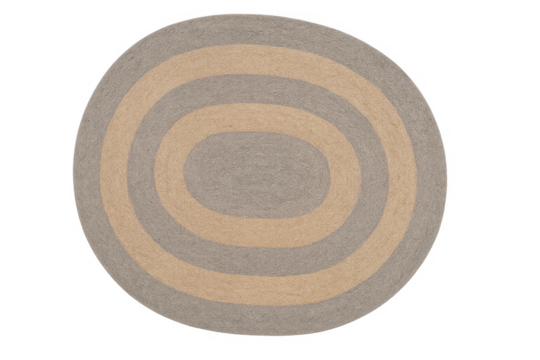 Oval striped area rug with neutral colors