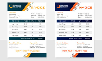 Clean minimal invoice template design layout