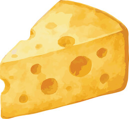 Vector watercolor painted illustration of cheese