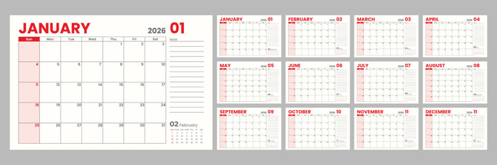 2026 calendar template with all 12 months, perfect for planning and scheduling, stay organized and never miss an important date