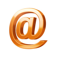 3d orange at symbol isolated on transparent background