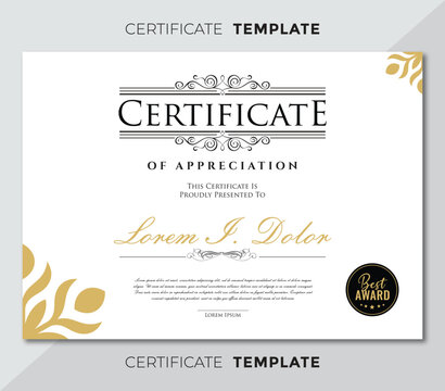 Certificate of appreciation diploma awards premium template modern design and layout luxurious