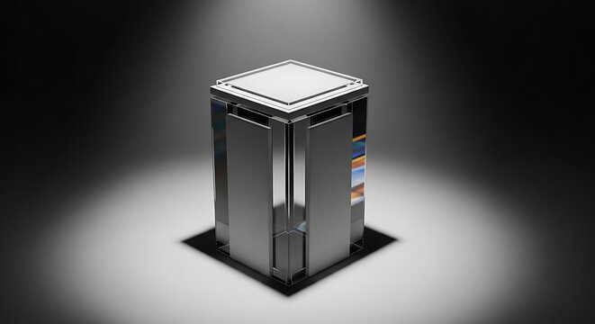 Modern server rack in spotlight on dark background