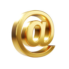 Golden at symbol isolated on transparent background