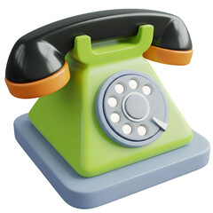 A retro green rotary dial telephone with a black handset isolated on transparent background