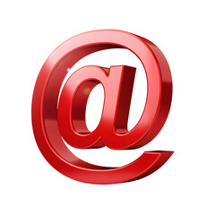 Red 3d at symbol isolated on transparent background