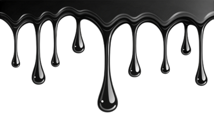 Black liquid drips downward creating a glossy effect against a dark background in a graphic design vreated with genrated ai