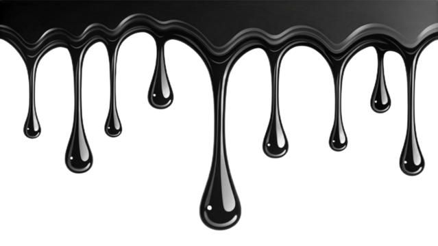 Black liquid drips downward creating a glossy effect against a dark background in a graphic design vreated with genrated ai