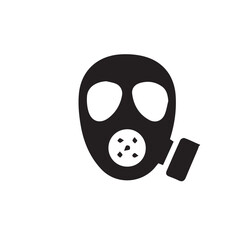A simple black gas mask icon representing protection from hazardous materials, chemical threats, and toxic environments. A vector symbol of safety and survival