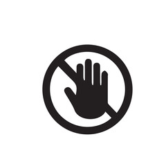 Obraz premium Universal prohibition symbol featuring an open hand inside a crossed-out circle, universally indicating 'do not touch,' 'stop,' or restricted access for safety and regulatory compliance