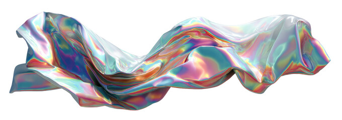Abstract iridescent fabric draped in flowing movement
