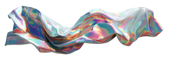 Abstract iridescent fabric draped in flowing movement
